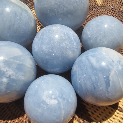 Blue Calcite Sphere - Madagascar