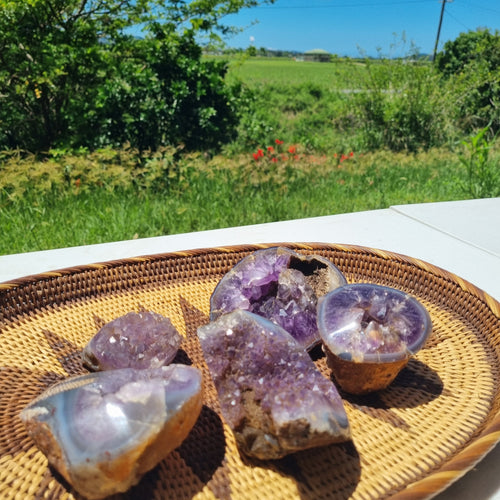 Amethyst on Agate Cluster - Madagascar