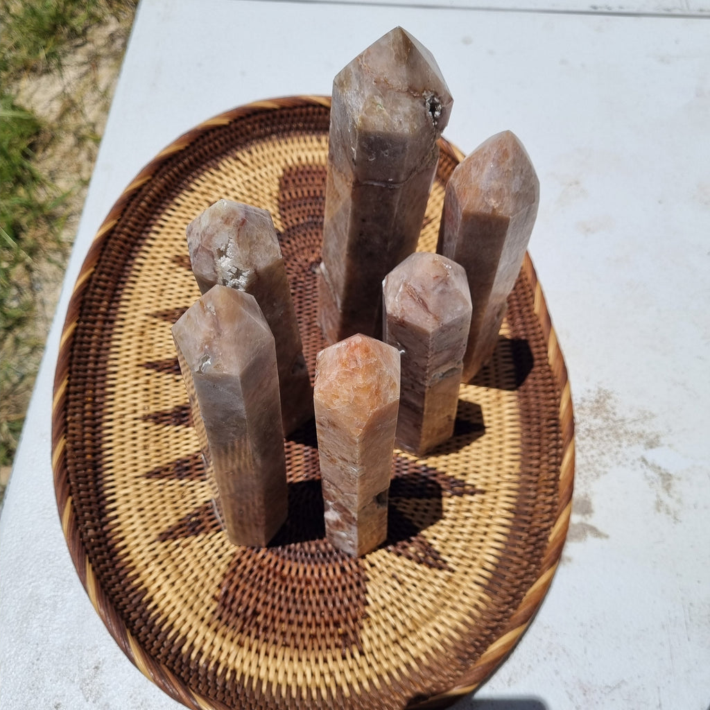 Pink Calcite with Quartz Towers - Madagascar
